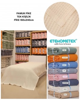 ETEHOMETEX HAVUZLU PİKE TEK KİŞİLİK 160X240CM KREM 8696474232079